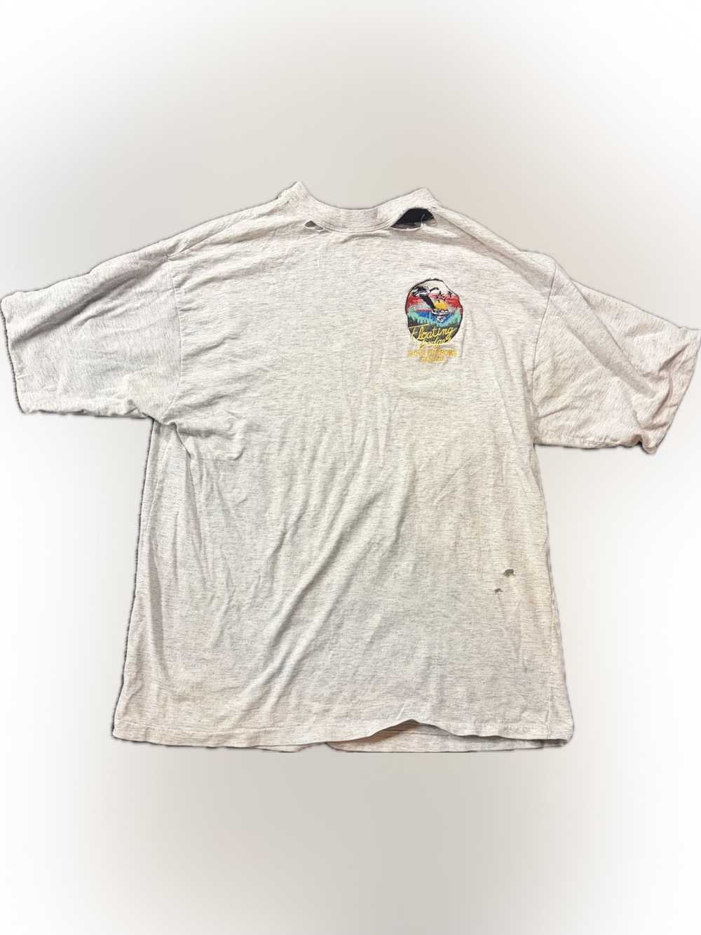 Vintage Floating Lodge Sioux Narrows Canada Embroidered Distressed T-Shirt